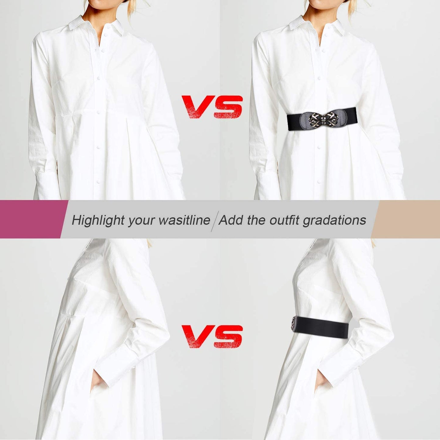 JASGOOD Women Stretchy Belt for Dresses Vintage Elastic Wide Waist Belt Apparel & Accessories > Clothing Accessories > Belts KYLIE MAX   