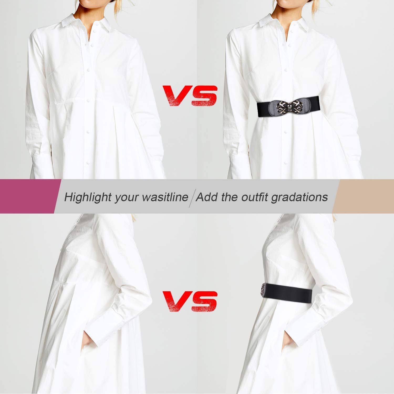 JASGOOD Women Stretchy Belt for Dresses Vintage Elastic Wide Waist Belt Apparel & Accessories > Clothing Accessories > Belts KYLIE MAX   