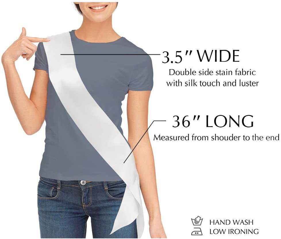 TREORSI Blank Satin Sash, Plain Sash, Party Decorations, Make Your Own Sash (2 Pack, White) Apparel & Accessories > Clothing Accessories > Sashes TREORSI   