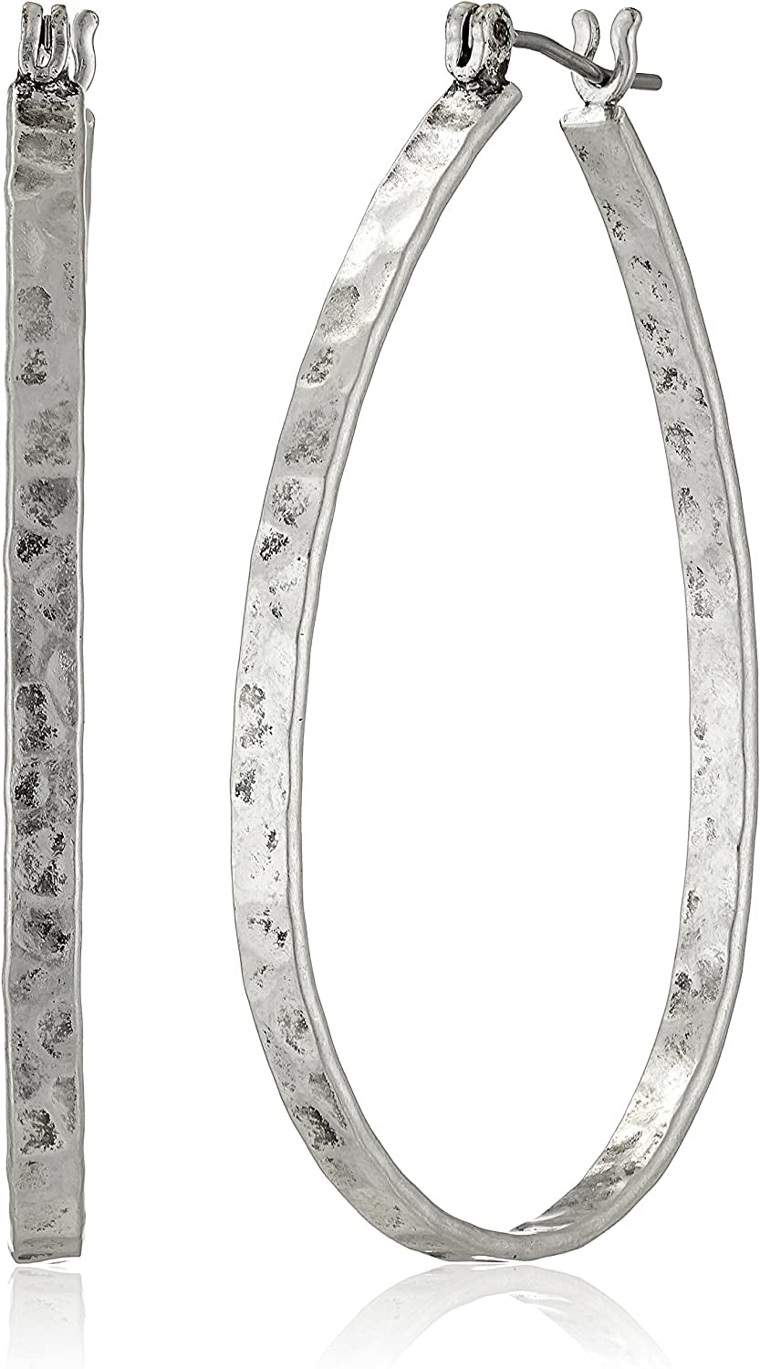 Lucky Brand Womens Textured Medium Oblong Hoops Apparel & Accessories > Jewelry > Earrings Lucky Brand   