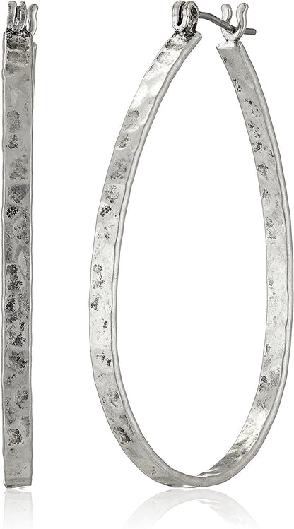Lucky Brand Womens Textured Medium Oblong Hoops Apparel & Accessories > Jewelry > Earrings Lucky Brand   
