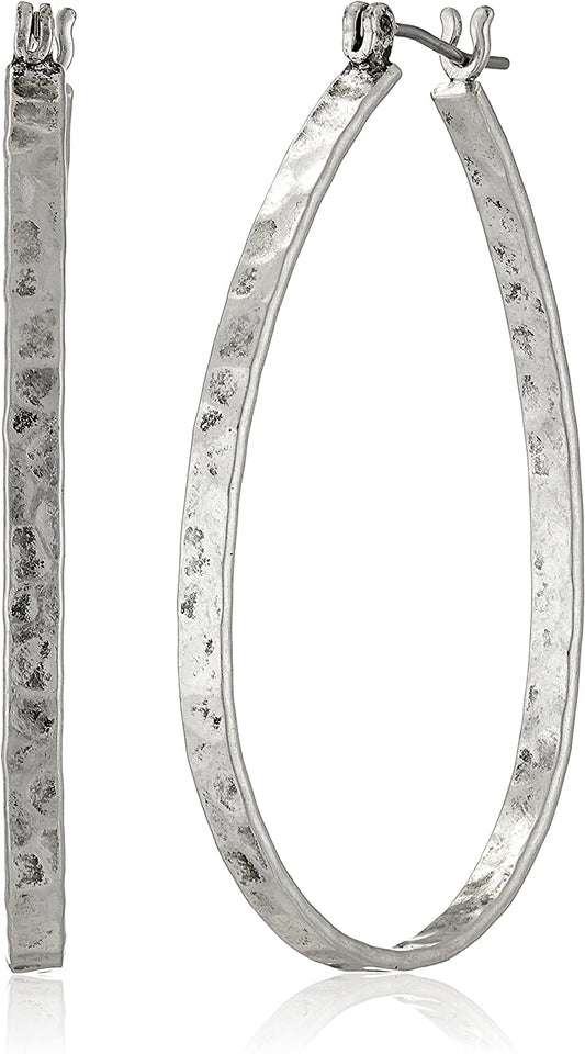 Lucky Brand Womens Textured Medium Oblong Hoops Apparel & Accessories > Jewelry > Earrings Lucky Brand   