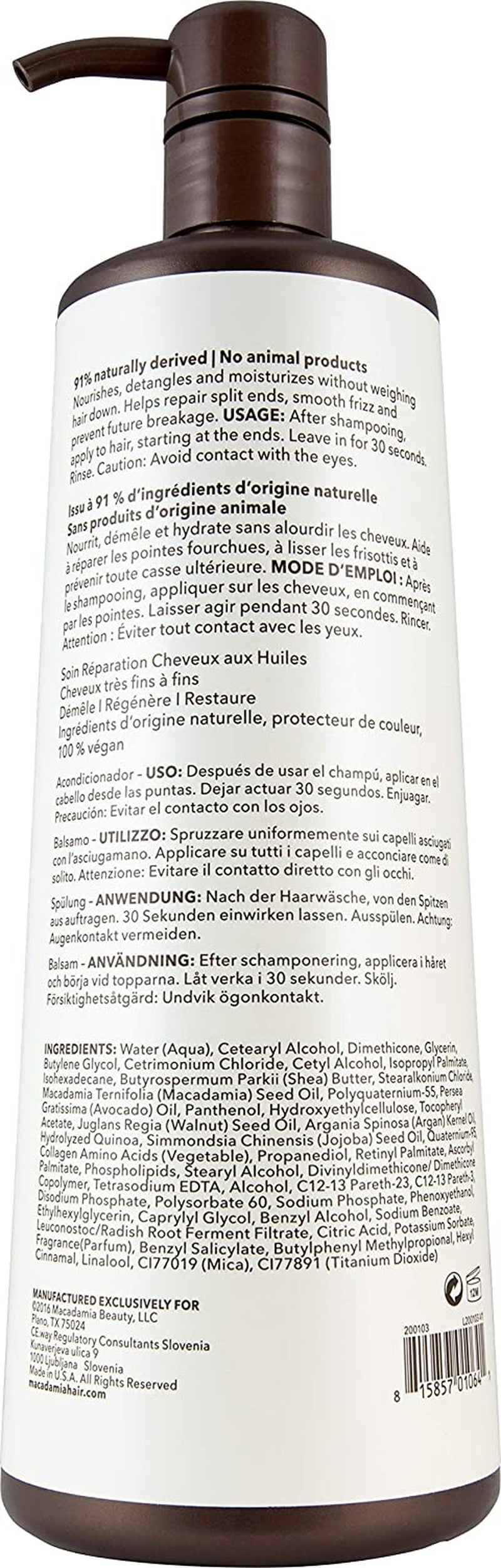 Macadamia Professional Hair Care Sulfate & Paraben Free Natural Organic Cruelty-Free Vegan Hair Products Weightless Repair Hair Conditioner, Green, Conditioner, 33.8 Fl Oz Health & Beauty > Personal Care > Hair Care Macadamia Professional   