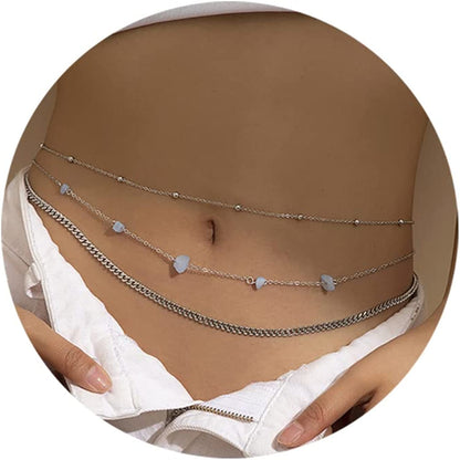 Boho Beads Waist Belly Chain Colorful Turquoise Butterfly Bead Belly Chain for Women Girls Summer Beach Bikini African Waist Body Chain Jewelry Apparel & Accessories > Jewelry > Body Jewelry NIQIPOK Silver  
