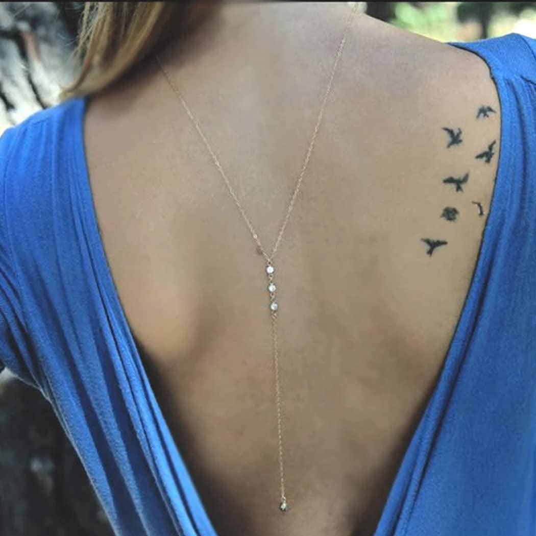 Edary Crystal Back Chain Sexy Beach Body Chain Harness Bikini Chain Fashion Body Jewelry Accessories for Women and Girls (Silver) Apparel & Accessories > Jewelry > Body Jewelry Edary   