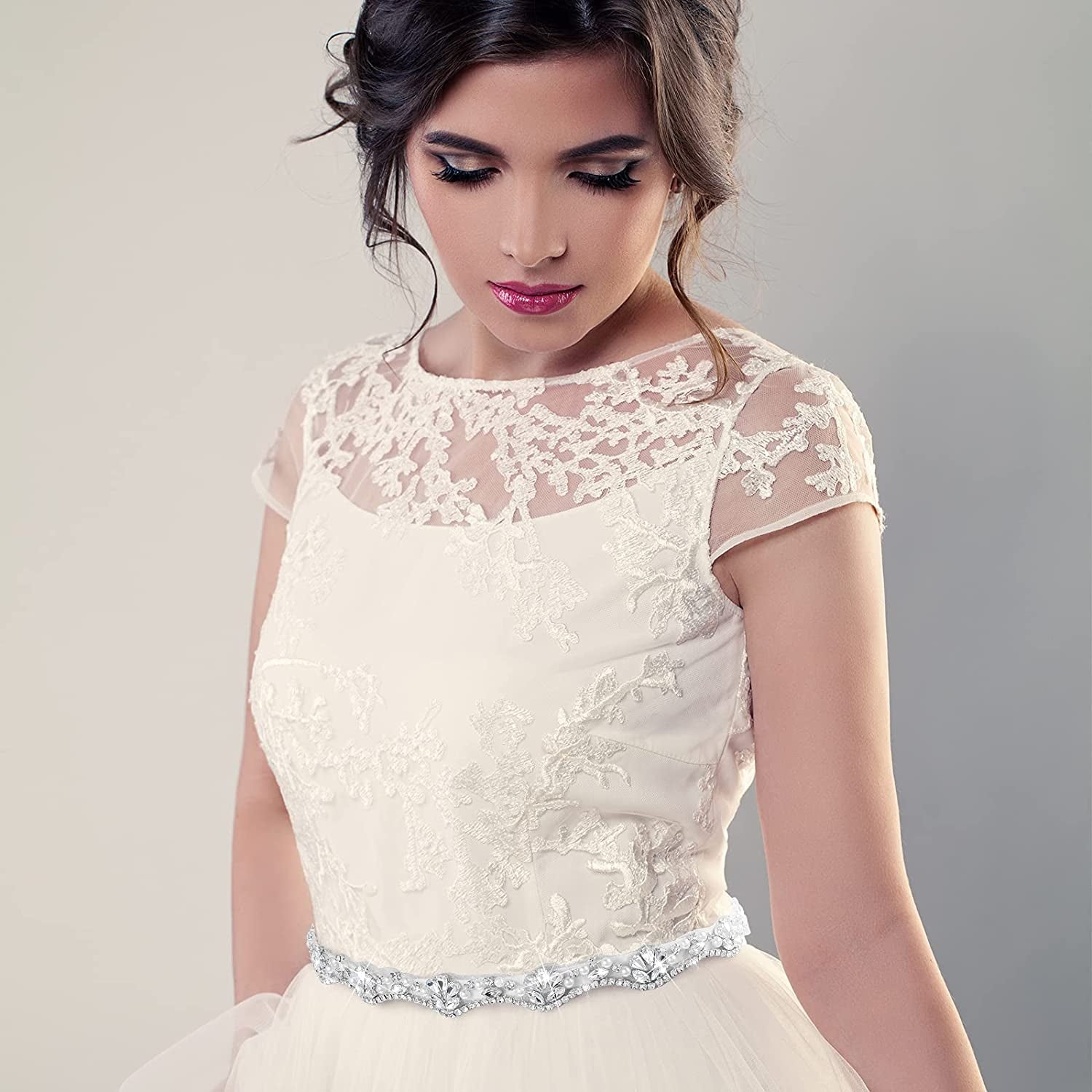 Bling Handmade Rhinestone Bridal Belt Crystal Diamond Wedding Belt Ribbon Sash Apparel & Accessories > Clothing Accessories > Belts Geyoga   