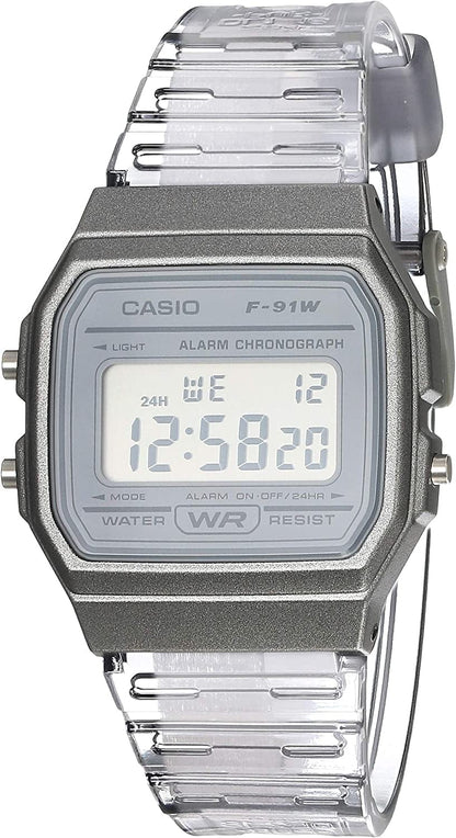 F91W-1 Classic Resin Strap Digital Sport Watch Clear Grey