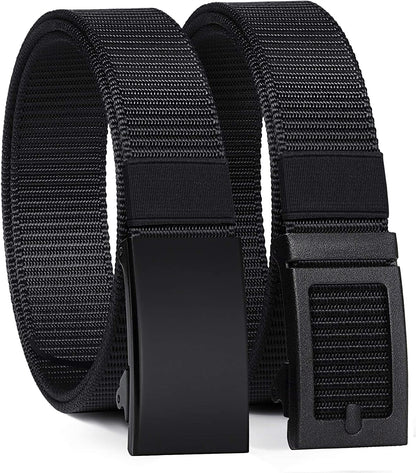 ITIEZY Men'S Nylon Ratchet Belt 2Pack, Adjustable Web Military Tactical Belt with Automatic Slide Buckle, Trim to Fit Apparel & Accessories > Clothing Accessories > Belts ITIEZY   