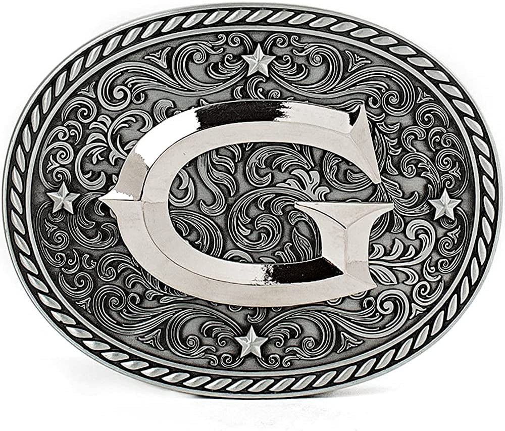 Western Cowboy/Cowgirl Initial Belt Buckle - Large, Letter Buckles for Men and Women Apparel & Accessories > Clothing Accessories > Belt Buckles Itera G  