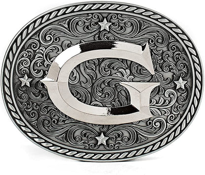 Western Cowboy/Cowgirl Initial Belt Buckle - Large, Letter Buckles for Men and Women Apparel & Accessories > Clothing Accessories > Belt Buckles Itera G  