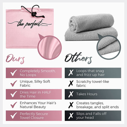 Microfiber Hair Drying Towel Wrap for Curly and Wavy Hair - Large Smooth and Silky Curly Hair Product for Women Girls and Kids - Quick Drying - Works for Hair Extensions - Pink - the Perfect Haircare Health & Beauty > Personal Care > Hair Care The Perfect Haircare   