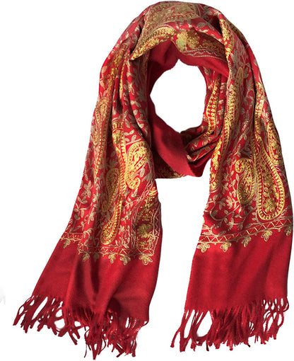 Women'S Embroidered Oversize Tassel Shawl Scarf Wraps for Women Apparel & Accessories > Clothing Accessories > Scarves & Shawls Urban CoCo #3-red  