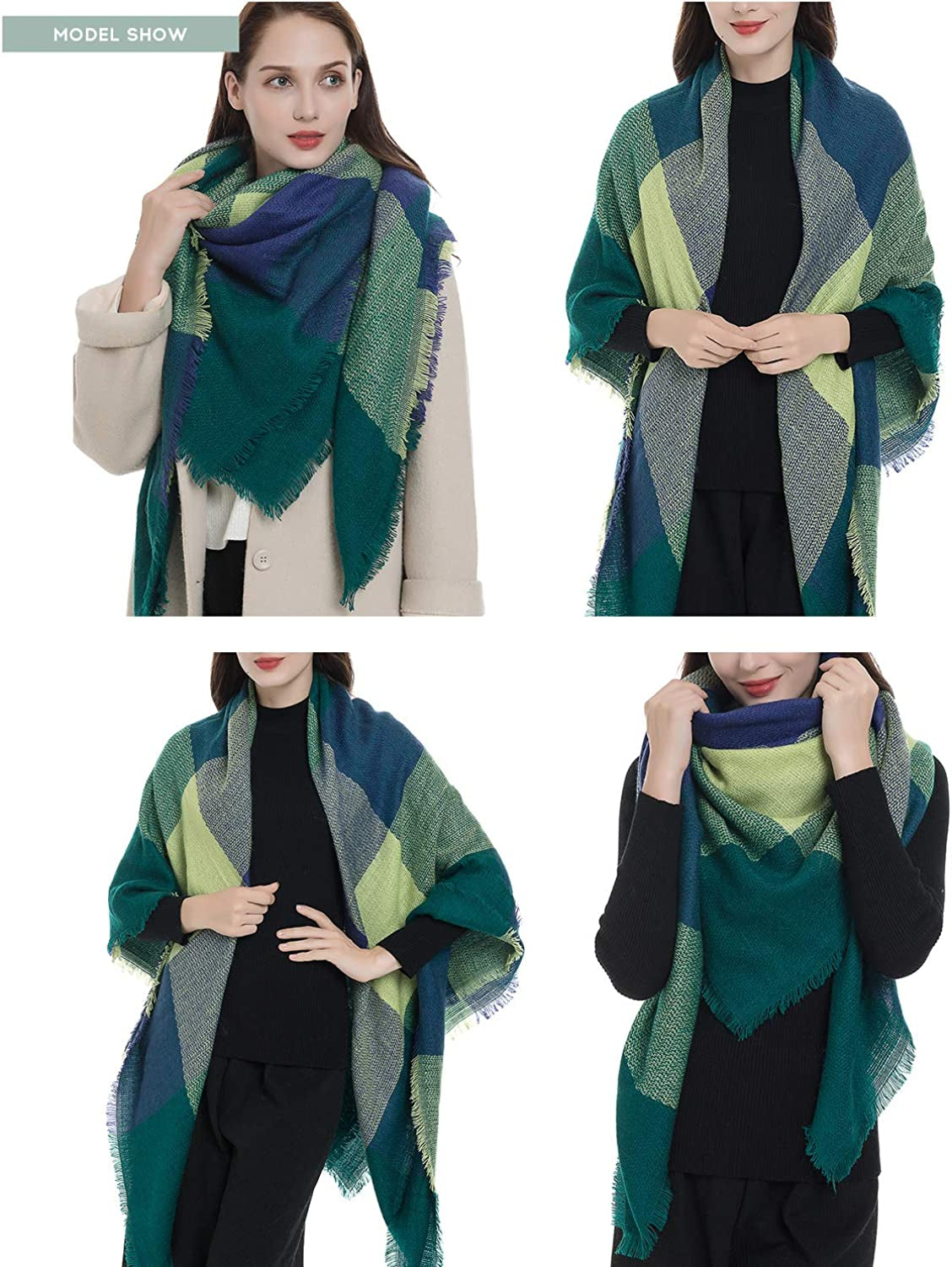 Dimore Trendy Plaid Blanket Scarf Women Big Oversized Long Scarves Apparel & Accessories > Clothing Accessories > Scarves & Shawls Dimore   