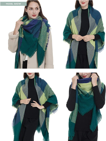 Dimore Trendy Plaid Blanket Scarf Women Big Oversized Long Scarves Apparel & Accessories > Clothing Accessories > Scarves & Shawls Dimore   