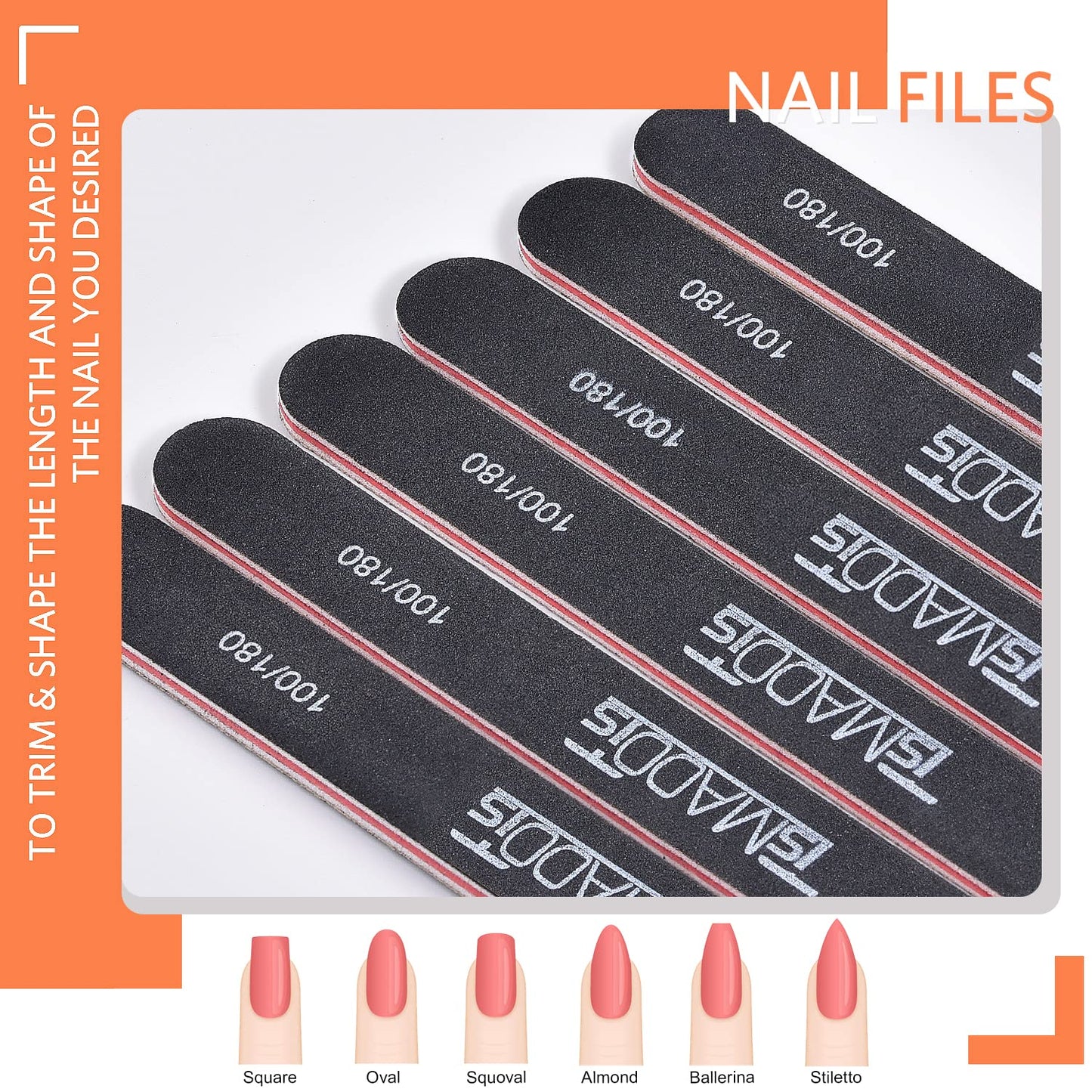 Nail Files and Buffer, Tsmaddts Professional Manicure Tools Kit Rectangular Art Care Buffer Block Tools 100/180 Grit 12Pcs/Pa(Black) Health & Beauty > Personal Care > Cosmetics > Cosmetic Tools > Nail Tools TsMADDTs   