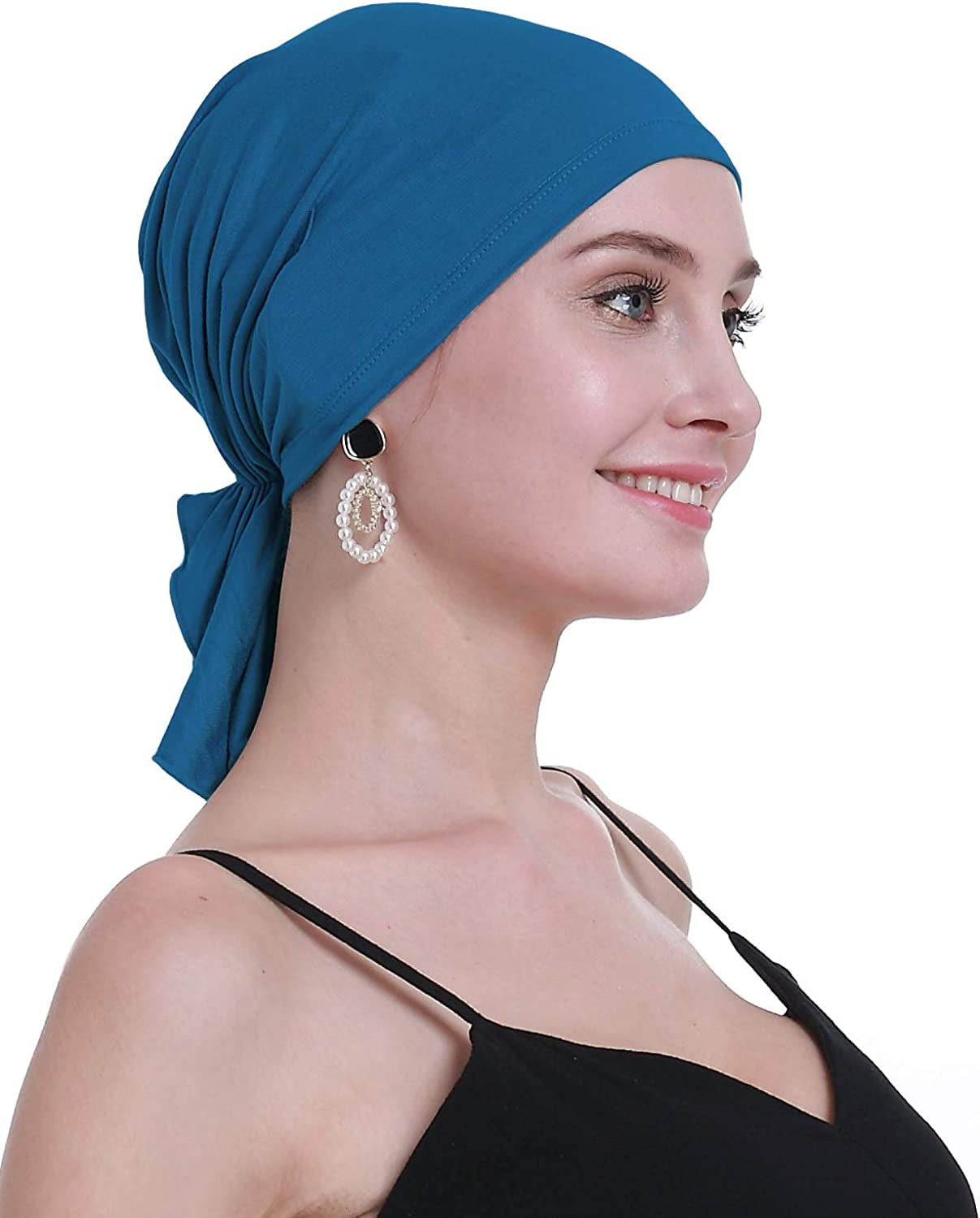 Osvyo Bamboo Chemo Headscarf for Women Hair Loss - Cancer Slip on Headwear Turbans Sealed Packaging Apparel & Accessories > Clothing Accessories > Headwear osvyo Bamboo Medium Blue One Size 