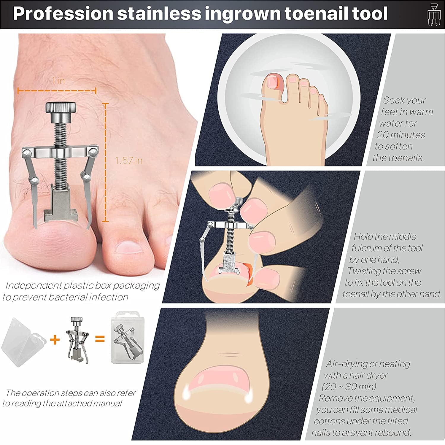 Ingrown Toenail Tool Kit 9 Pcs, Toe Nail Clippers for Adult and Seniors, Large Toenail Clipper for Ingrown Toenail Treatment/Thick Nails Health & Beauty > Personal Care > Cosmetics > Cosmetic Tools > Nail Tools konovo   
