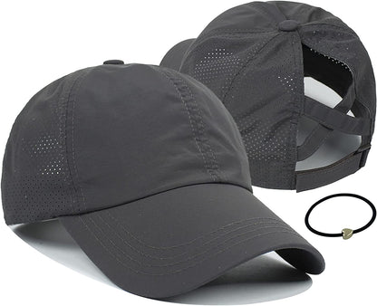 Mukeyo Womens Criss Cross Ponytail Baseball Cap Adjustable Messy High Bun Ponycap Quick Drying Hat Apparel & Accessories > Clothing Accessories > Hats KYLIE MAX   