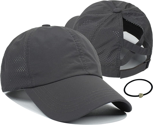 Mukeyo Womens Criss Cross Ponytail Baseball Cap Adjustable Messy High Bun Ponycap Quick Drying Hat Apparel & Accessories > Clothing Accessories > Hats KYLIE MAX   