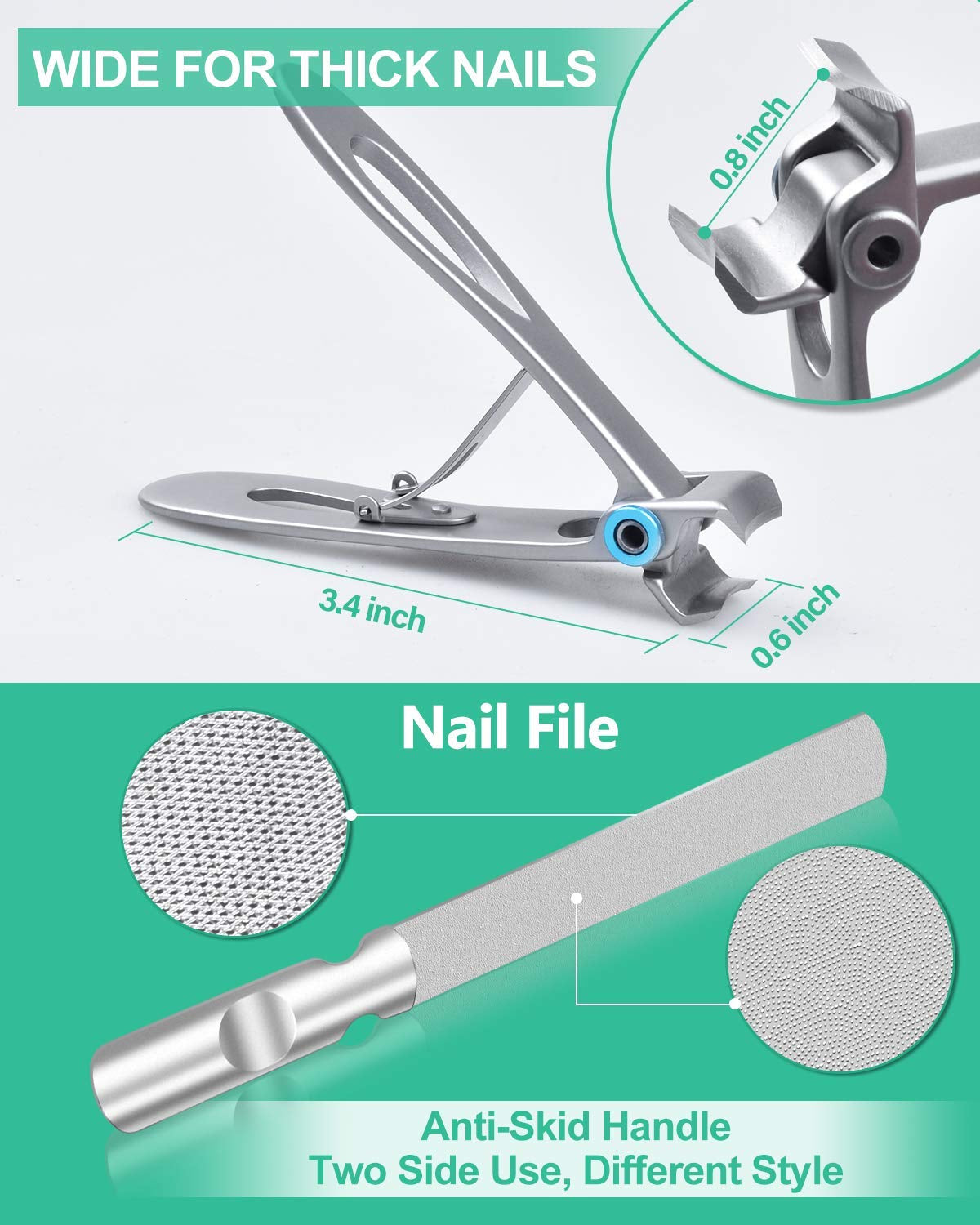Toenail Clippers for Thick Nails, Large Nail Clippers for Thick & Ingrown Toenails Podiatrist Toenail Clippers Kits Stainless Steel Super Sharp Curved Blade Grooming Nail Tool for Man & Women Health & Beauty > Personal Care > Cosmetics > Cosmetic Tools > Nail Tools Softale   