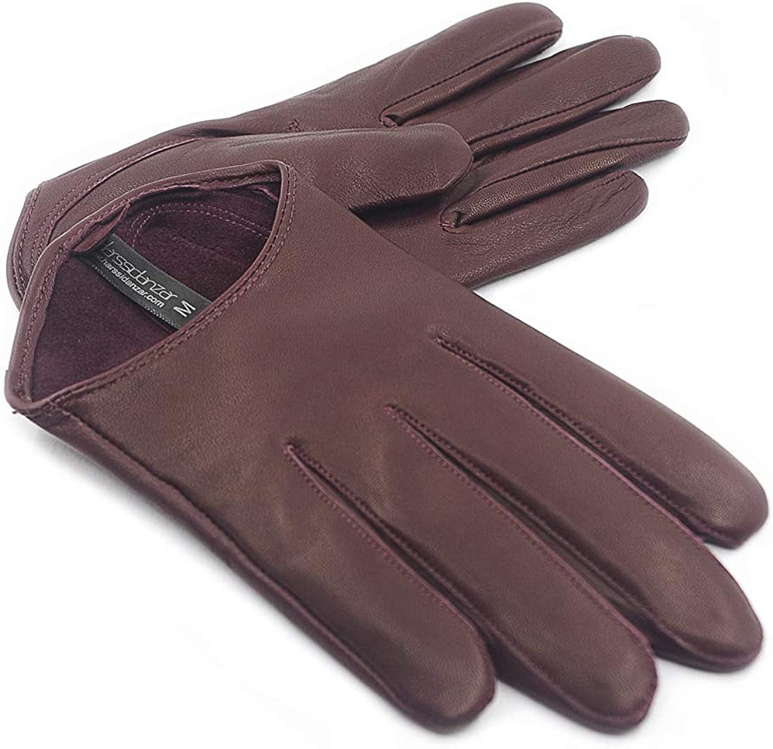 Harssidanzar Leather Spring Gloves for Women,Genuine Leather Half Palm Short Unlined Driving Dress Cosplay Gloves GL011 Apparel & Accessories > Clothing Accessories > Gloves & Mittens KYLIE MAX   