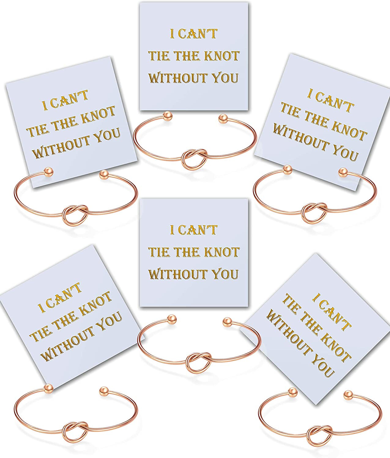CHICNOW I Can'T Tie the Knot without You Bridesmaid Gift Cards Bridesmaid Bracelets Silver Tone- Set of 4,5,6 Apparel & Accessories > Jewelry > Bracelets Chicnow A. Rose Gold Tone 6 Sets  