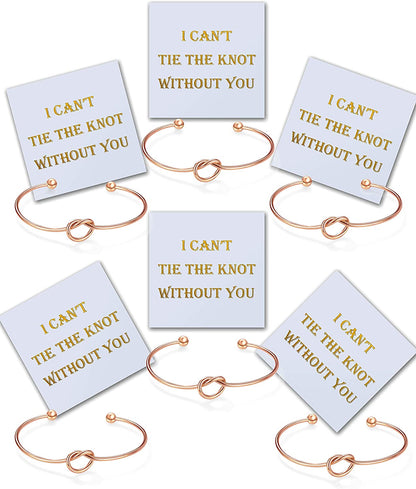 CHICNOW I Can'T Tie the Knot without You Bridesmaid Gift Cards Bridesmaid Bracelets Silver Tone- Set of 4,5,6 Apparel & Accessories > Jewelry > Bracelets Chicnow A. Rose Gold Tone 6 Sets  