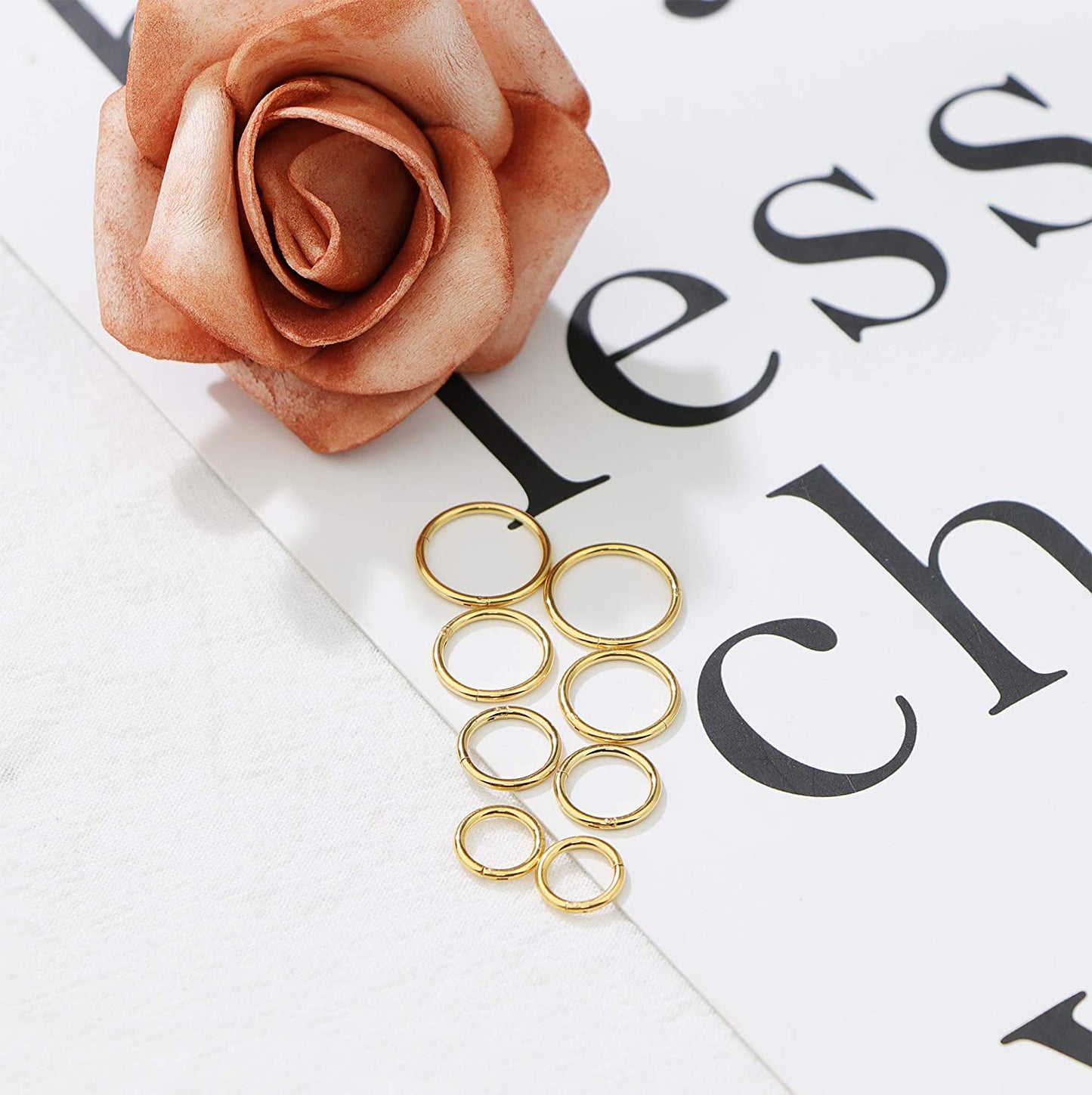 Jstyle 8Pcs 16G Surgical Steel Hinged Clicker Segment Nose Rings Hoop Helix Cartilage Daith Tragus Sleeper Earrings Body Piercing 6-12MM Improved Apparel & Accessories > Jewelry > Rings Jstyle   