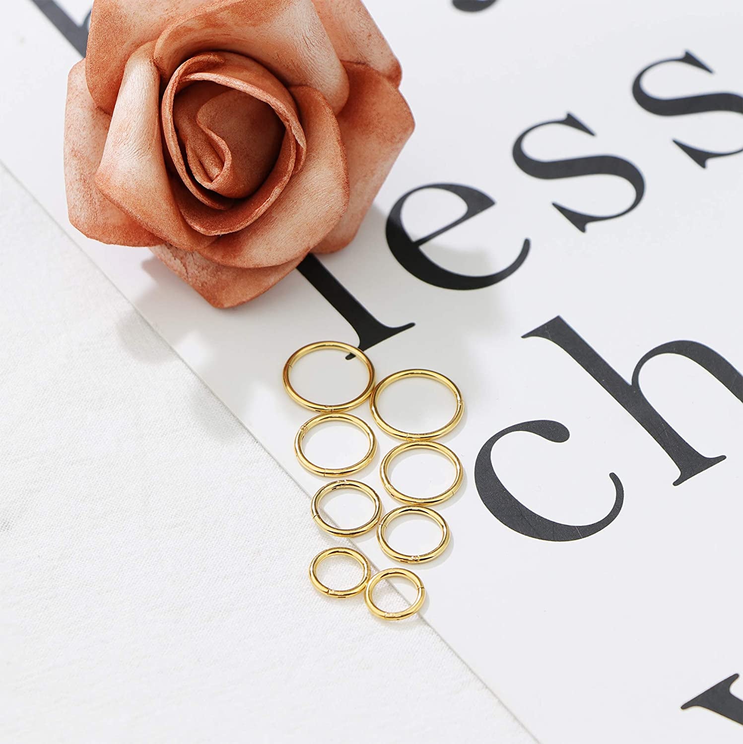 Jstyle 8Pcs 16G Surgical Steel Hinged Clicker Segment Nose Rings Hoop Helix Cartilage Daith Tragus Sleeper Earrings Body Piercing 6-12MM Improved Apparel & Accessories > Jewelry > Rings Jstyle   