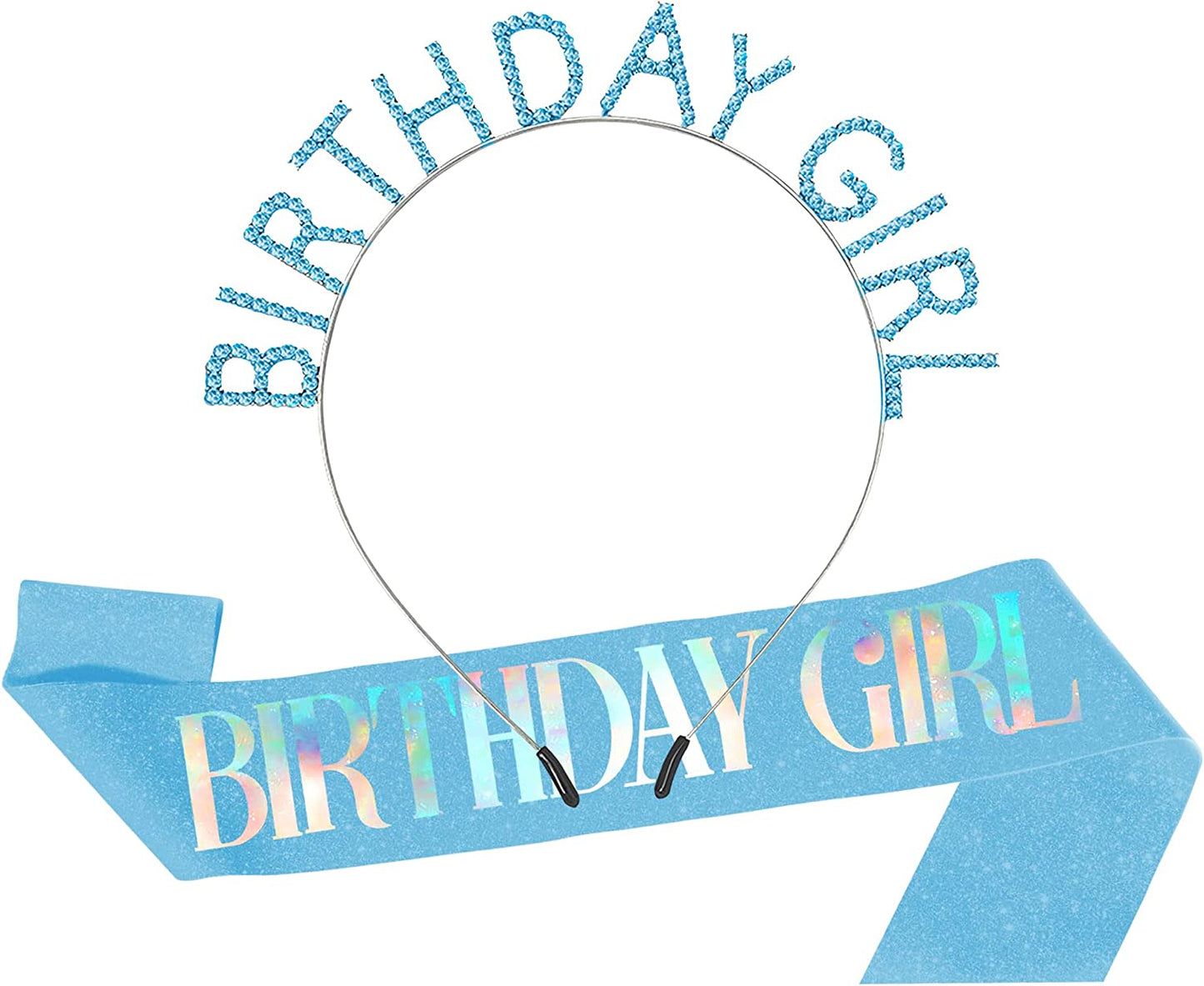Memeyou Birthday Girl Sash,Birthday Sash for Women, Glitter Colorful Satin White Sash,Happy Birthday Princess Gifts for Little Girls,Sweet Funny Party Supplies Accessories for Kids Apparel & Accessories > Clothing Accessories > Sashes memeyou Blue2  
