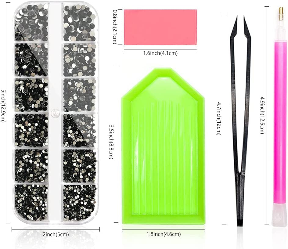 Molisaka Black Nail Art Rhinestones, Glass Flat Back Rhinestones for Nails Decorations, Bling Crystals Nail Gems for Nail Design, 3D Nail Jewels Set with Rhinestone Picker Tools (2320Pcs) Health & Beauty > Personal Care > Cosmetics > Cosmetic Tools > Nail Tools Molisaka   