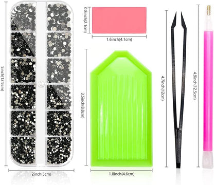 Molisaka Black Nail Art Rhinestones, Glass Flat Back Rhinestones for Nails Decorations, Bling Crystals Nail Gems for Nail Design, 3D Nail Jewels Set with Rhinestone Picker Tools (2320Pcs) Health & Beauty > Personal Care > Cosmetics > Cosmetic Tools > Nail Tools Molisaka   