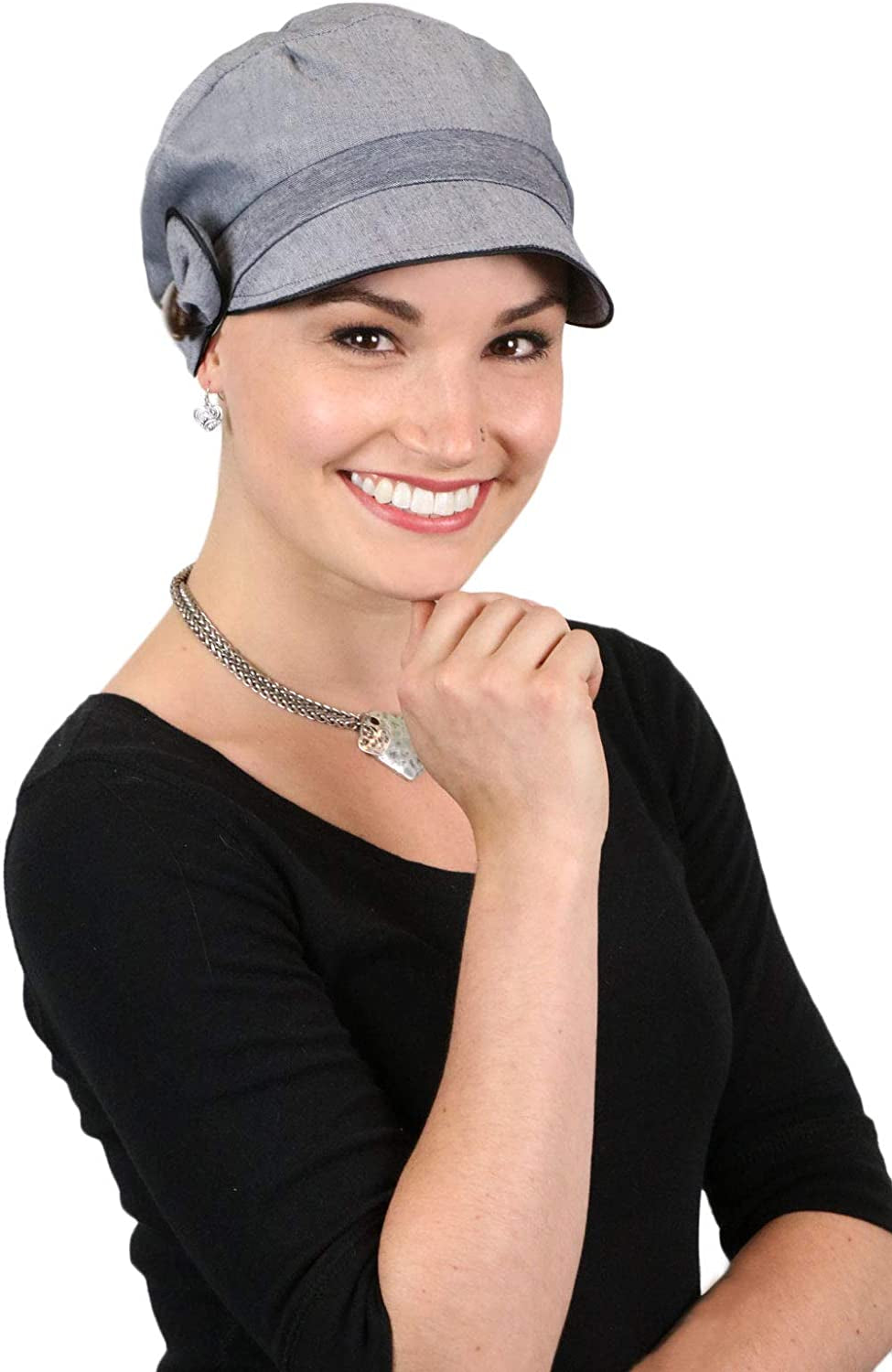 Newsboy Cap Summer Hats for Women 50+ UPF Visor Chemo Headwear Cancer Hair Loss 100% Cotton Small or Medium Heads Barcelona Apparel & Accessories > Clothing Accessories > Headwear Hats Scarves & More Grey  