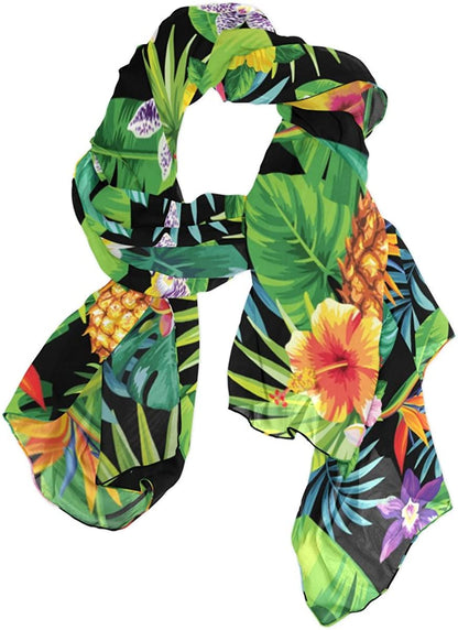 U LIFE Vintage Tropical Plants Pineapple Silk Scarf Scarves for Women Apparel & Accessories > Clothing Accessories > Scarves & Shawls ALAZA   