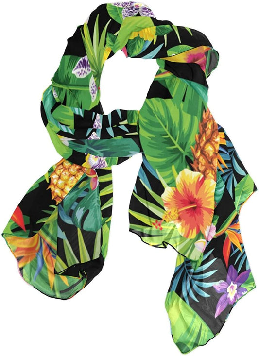 U LIFE Vintage Tropical Plants Pineapple Silk Scarf Scarves for Women Apparel & Accessories > Clothing Accessories > Scarves & Shawls ALAZA   