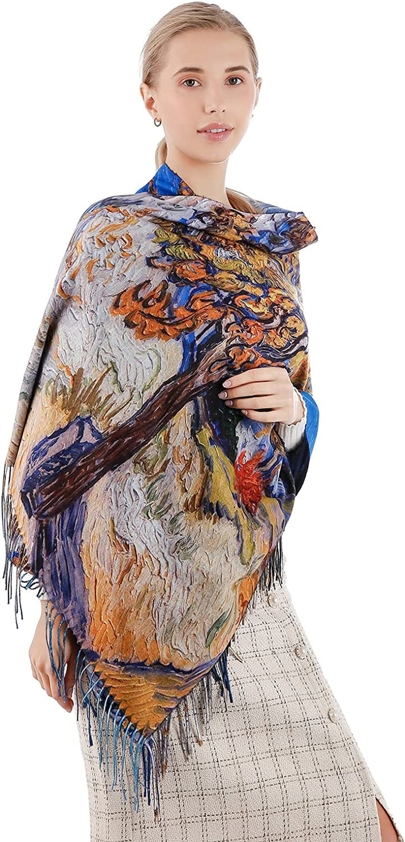 Women'S Fashion Scarf with Art Printed Tassel Soft Cashmere Warm Large Blanket Wrap Shawl for Gift Apparel & Accessories > Clothing Accessories > Scarves & Shawls XYBJ No18  