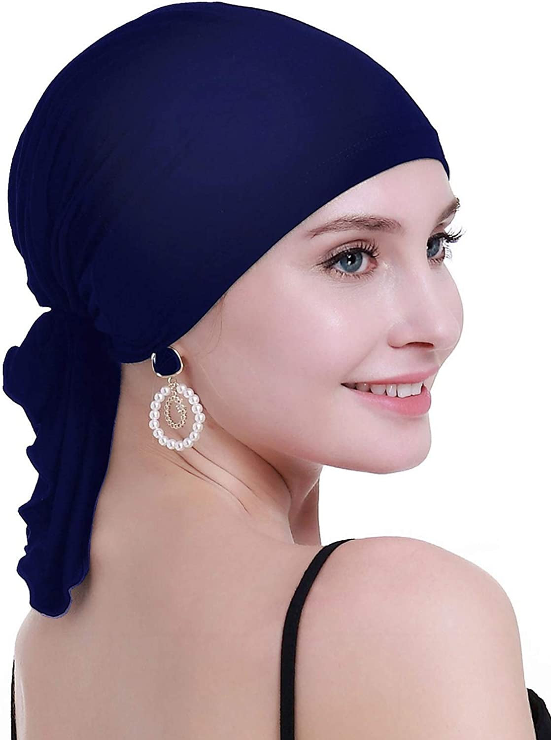 Osvyo Bamboo Chemo Headscarf for Women Hair Loss - Cancer Slip on Headwear Turbans Sealed Packaging Apparel & Accessories > Clothing Accessories > Headwear osvyo Bamb0o Royal-blue One Size 