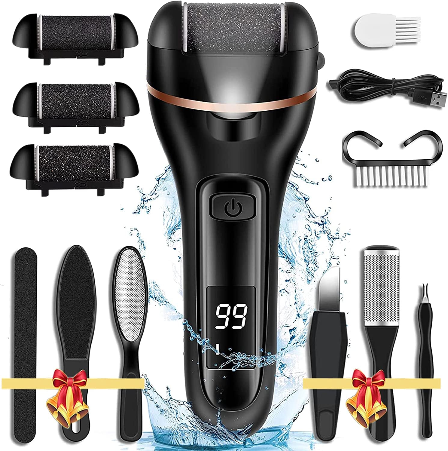Callus Remover for Feet Rechargeable, 13-In-1 Professional Pedicure Tools Foot Care Kit, Foot Scrubber Electric Feet File Pedi for Hard Cracked Dry Dead Skin, 3 Rollers, 2 Speed, Battery Display, Gift Health & Beauty > Personal Care > Foot Care Nice-live   