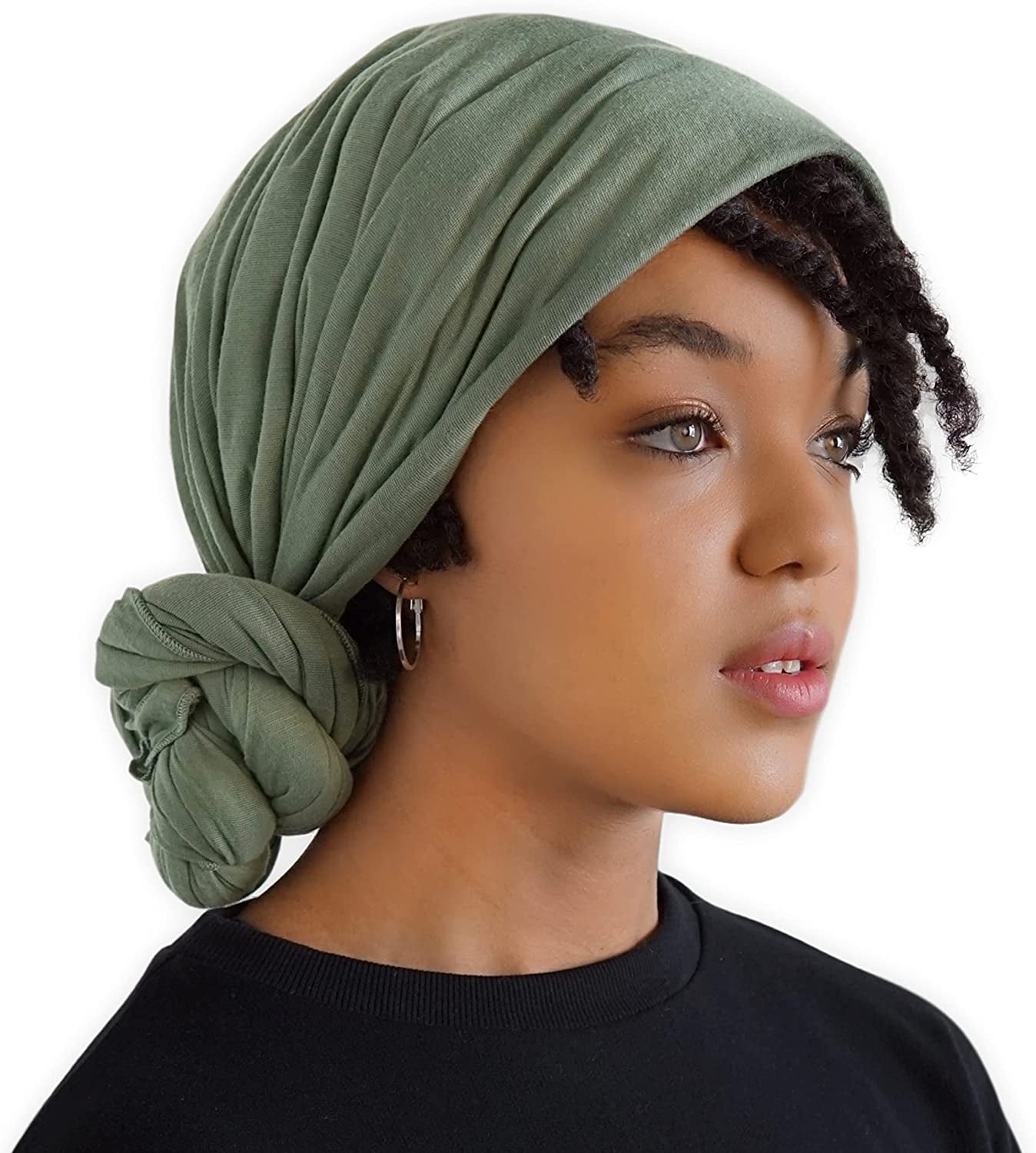 Head Wrap for Black Women - African Hair Wrap & Hair Scarf - Jersey Hair Turbans for Women - Soft & Breathable Headwrap Apparel & Accessories > Clothing Accessories > Bandanas & Headties Olivia Sylx Olive Green  