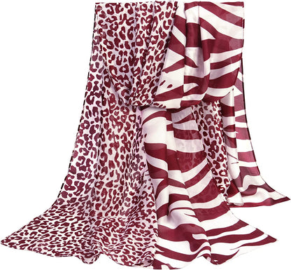 GERINLY Scarves - Animal Print Shawl Wraps Fashion Zebra Pattern Scarf for Women Apparel & Accessories > Clothing Accessories > Scarves & Shawls GERINLY K-darkred  