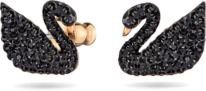 Swarovski Iconic Swan Jewelry Collection, Rose Gold Tone Finish, Black Crystals Apparel & Accessories > Jewelry > Earrings SWAROVSKI   