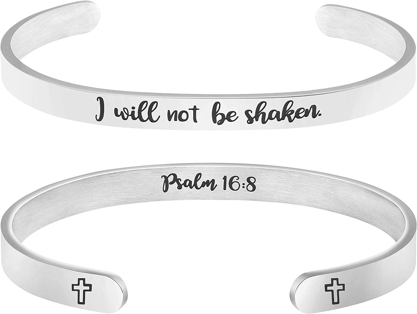 Christian Bracelets for Women Inspirational Gifts Bible Verse Religious Faith Jewelry Cuff Bracelet Mothers Day Christmas Birthday Jewelry for Her Mother Daughter Apparel & Accessories > Jewelry > Bracelets Memgift Psalm 16:8-I will not be shaken  