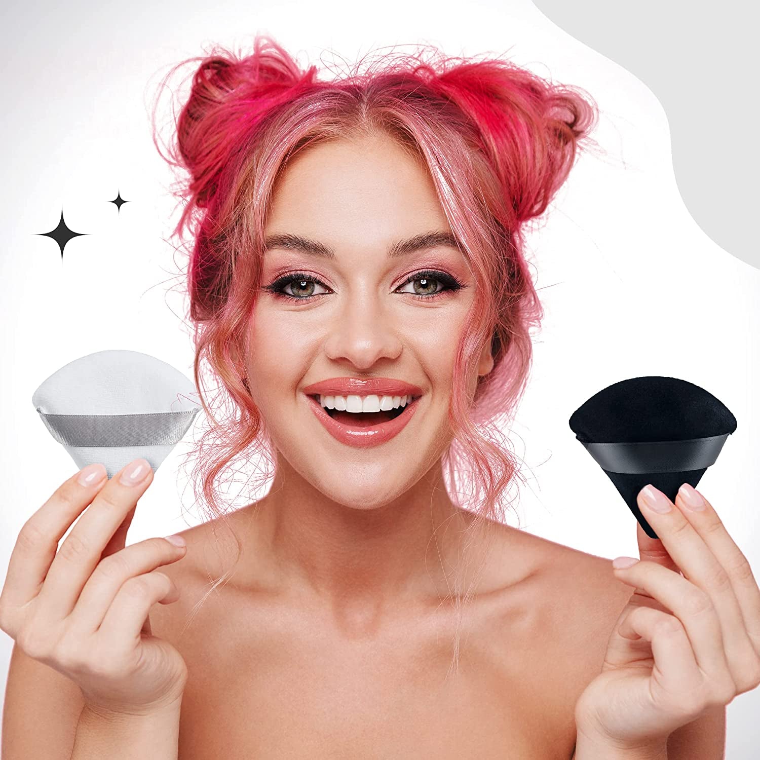 MOTZU 6 Pieces Pure Cotton Powder Puff, Made of Cotton Velour in Triangle Wedge Shape Designed for Contouring, under Eyes and Corners, 2.76 Inch Normal Size, with Strap, Makeup Tool for Cosmetic Health & Beauty > Personal Care > Cosmetics > Cosmetic Tools > Makeup Tools MOTZU   