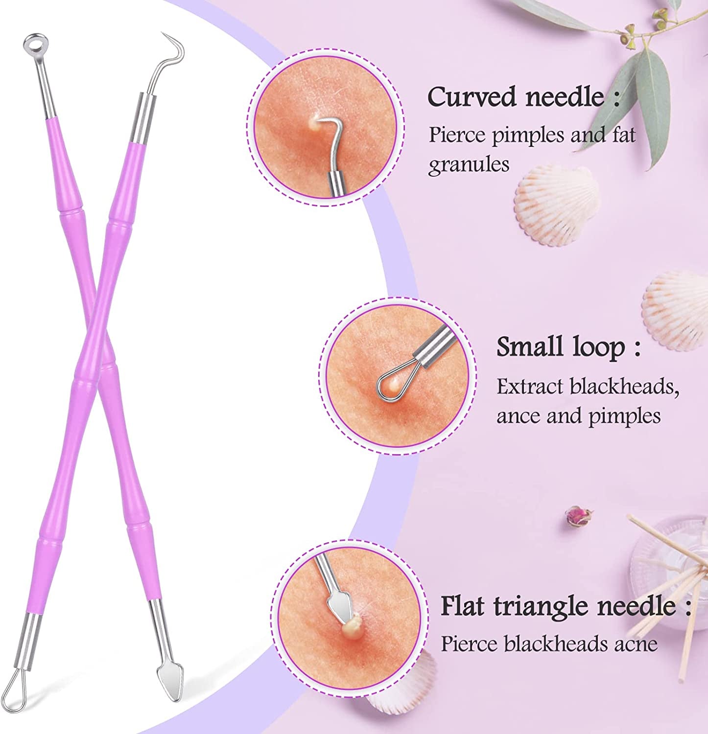 Pimple Popper Tool Kit, MORGLES 14-Heads Professional Stainless Acne Zit Popper Extraction Tools for Facial Nose with Leather Case Health & Beauty > Personal Care > Cosmetics > Cosmetic Tools > Skin Care Tools MORGLES   