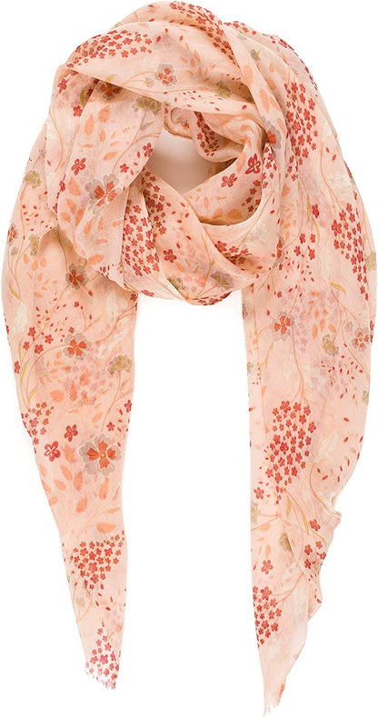 Scarf for Women Lightweight Floral Flower Scarves for Spring Spring Fall Winter Shawl Wrap Apparel & Accessories > Clothing Accessories > Scarves & Shawls MELIFLUOS DESIGNED IN SPAIN Barcelona Collection 7 - Pink Floral  