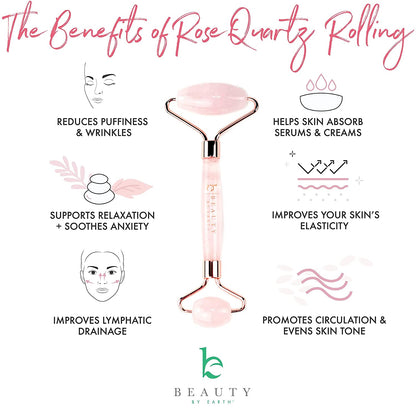 Rose Quartz Face Roller Skin Care Tools - Face Massager Roller, Facial Roller & Eye Roller for Puffy Eyes, Facial Massager Facial Tools Pair Perfectly with Skincare & Are Self Care Gifts for Women Health & Beauty > Personal Care > Cosmetics > Cosmetic Tools > Skin Care Tools Beauty by Earth   