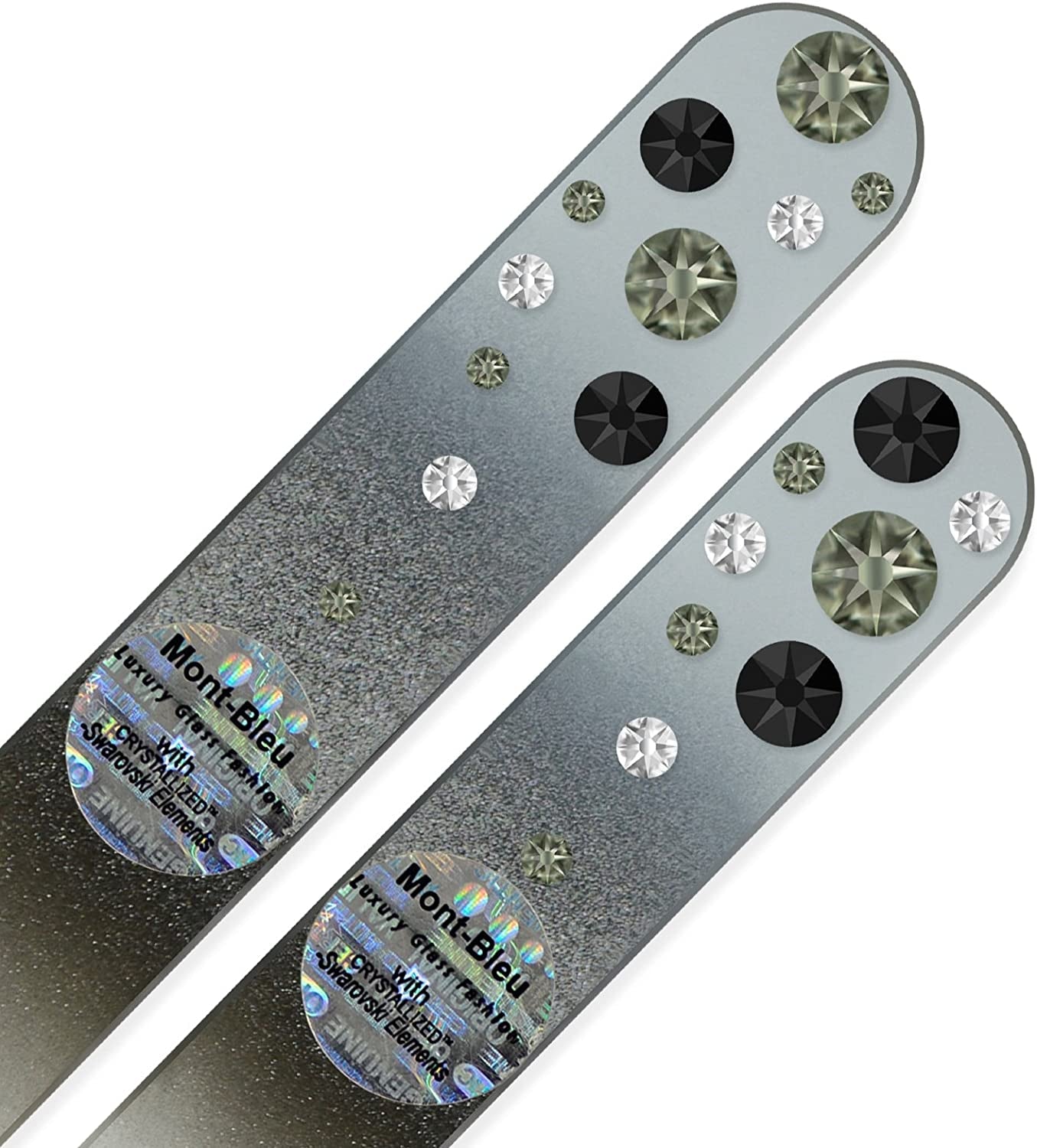 Nail Files - Mont Bleu Set of 2 Glass Nail Files Hand Decorated with Crystals - Czech Tempered Glass - Travel Nail File for Shiny Nails - Crystal Nail Files Health & Beauty > Personal Care > Cosmetics > Cosmetic Tools > Nail Tools Mont Bleu   