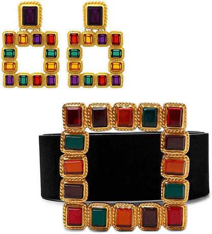Fashion Designer Belts for Women,Leather Belts for Jeans Dress Pants with Gorgeous Crystal Buckle,Statement Gift for Women Apparel & Accessories > Clothing Accessories > Belts Aidyfeso Drop  