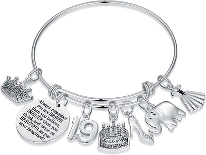 Birthday Gifts for Women Girls Bracelet, Expandable Charm Bracelets 5Th 6Th 7Th 8Th 9Th 10Th 20Th 30Th 40Th 50Th 60Th 70Th 80Th 90Th Birthday Gift for Friend, Mom, Daughter, Niece, Sister, Grandma Apparel & Accessories > Jewelry > Bracelets M MOOHAM 19th  