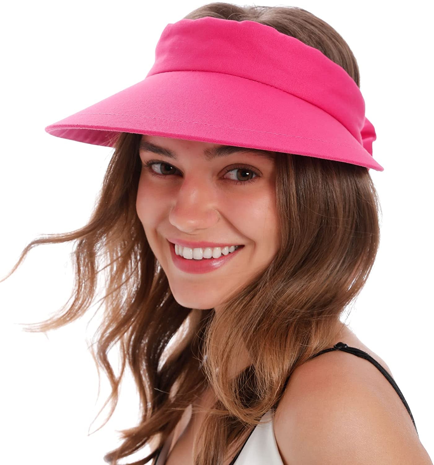 Simplicity Women'S UPF 50+ UV Protection Wide Brim Beach Sun Visor Hat Apparel & Accessories > Clothing Accessories > Hats Simplicity Fushsia  
